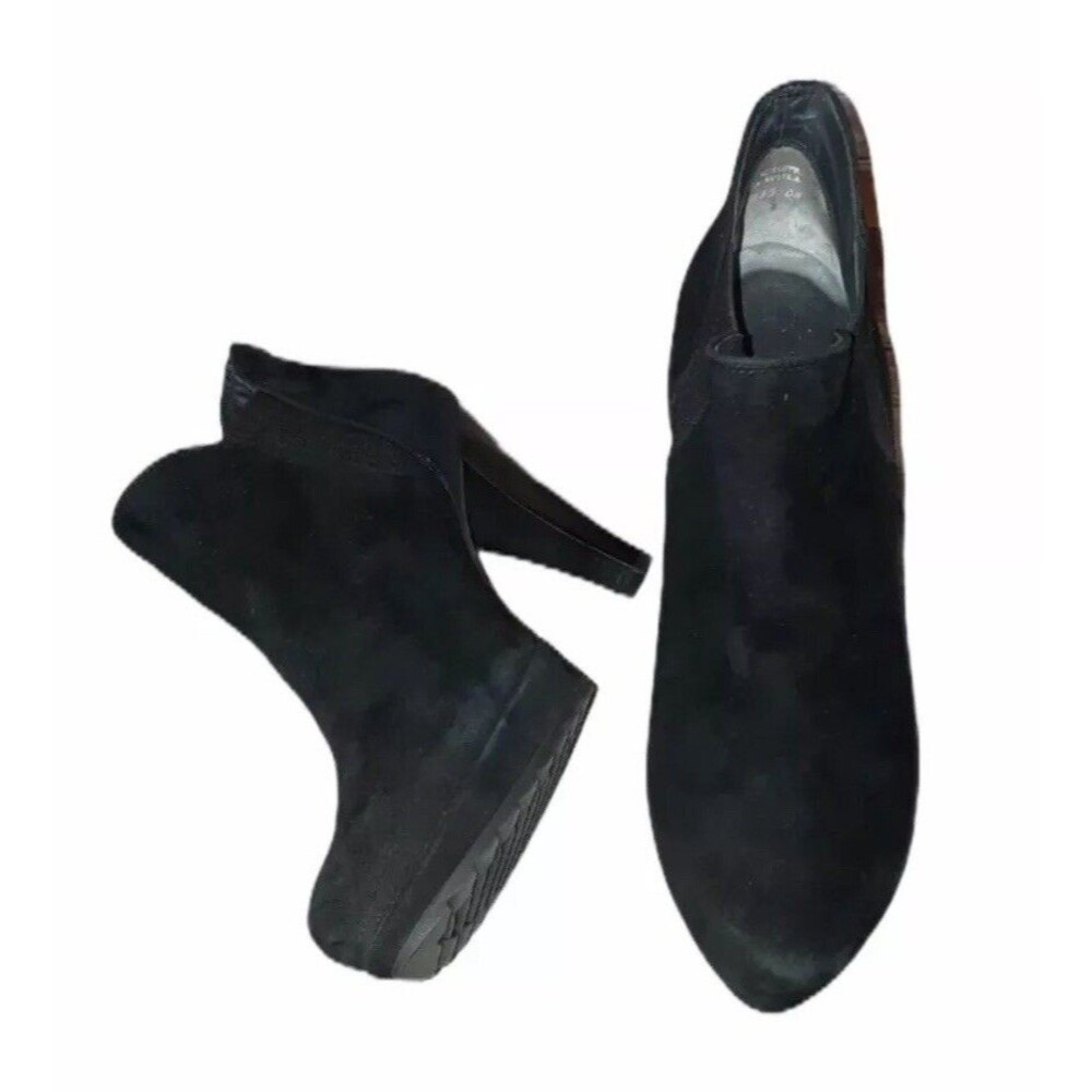 Paul Green Black Suede Ankle Platform Lug Sole Booties boots 8.5 elastic side